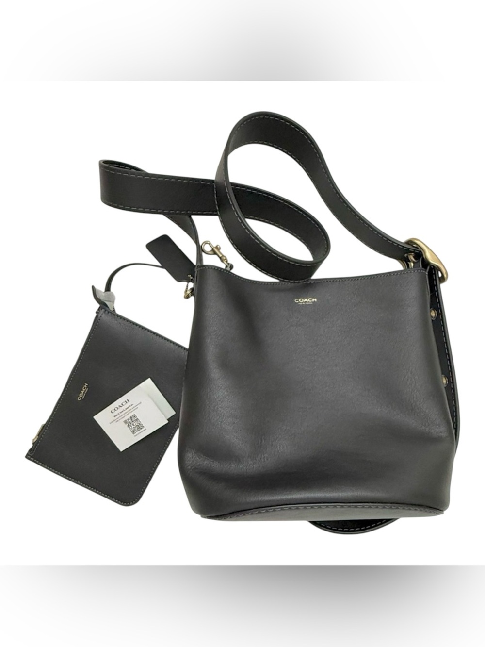 Authentic Coach Bleecker Bucket Crossbody Bag in black leather - NWOT